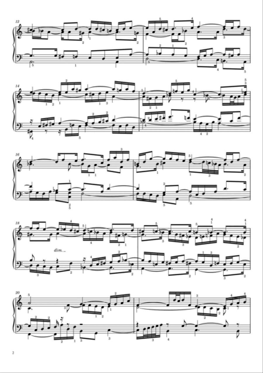 Bach - Prélude No.1 in C Major - BWV 870 - For Piano Solo Original With Fingered image number null