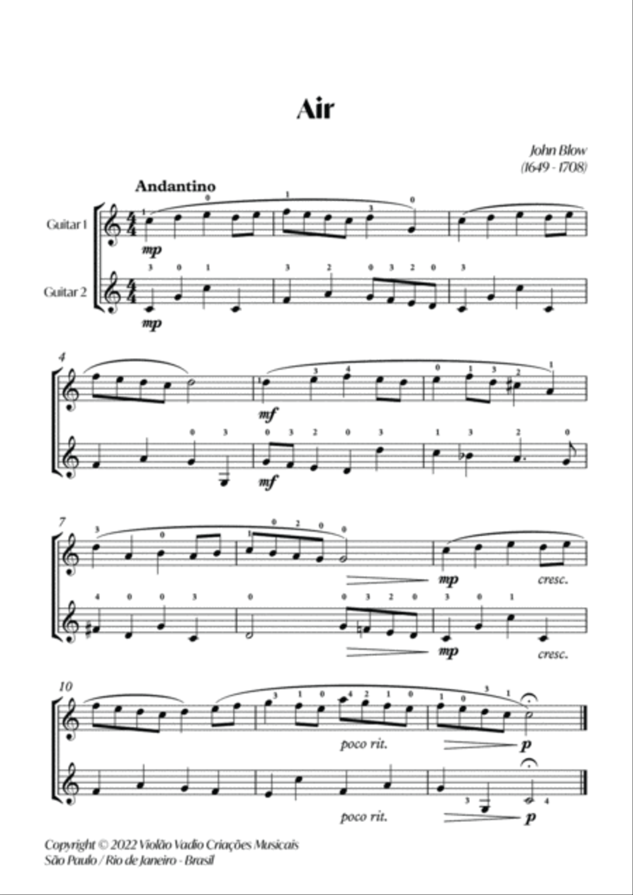 Air (Easy classical guitar duo) Acoustic Guitar scores gallery preview page 2