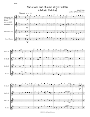 Variations on O Come all ye faithful (Adeste fideles) for clarinet quartet