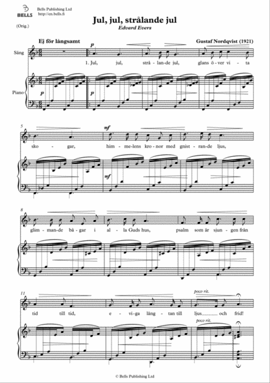 Jul, jul, stralande jul (1) (Original key. F Major) Voice Solo scores gallery preview page 1