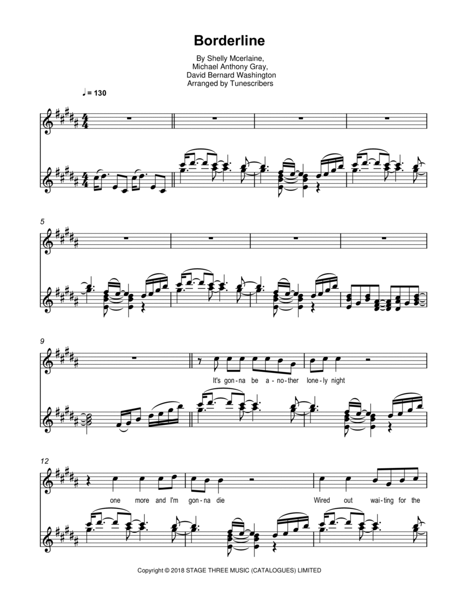 Borderline Guitar Tablature scores gallery preview page 1