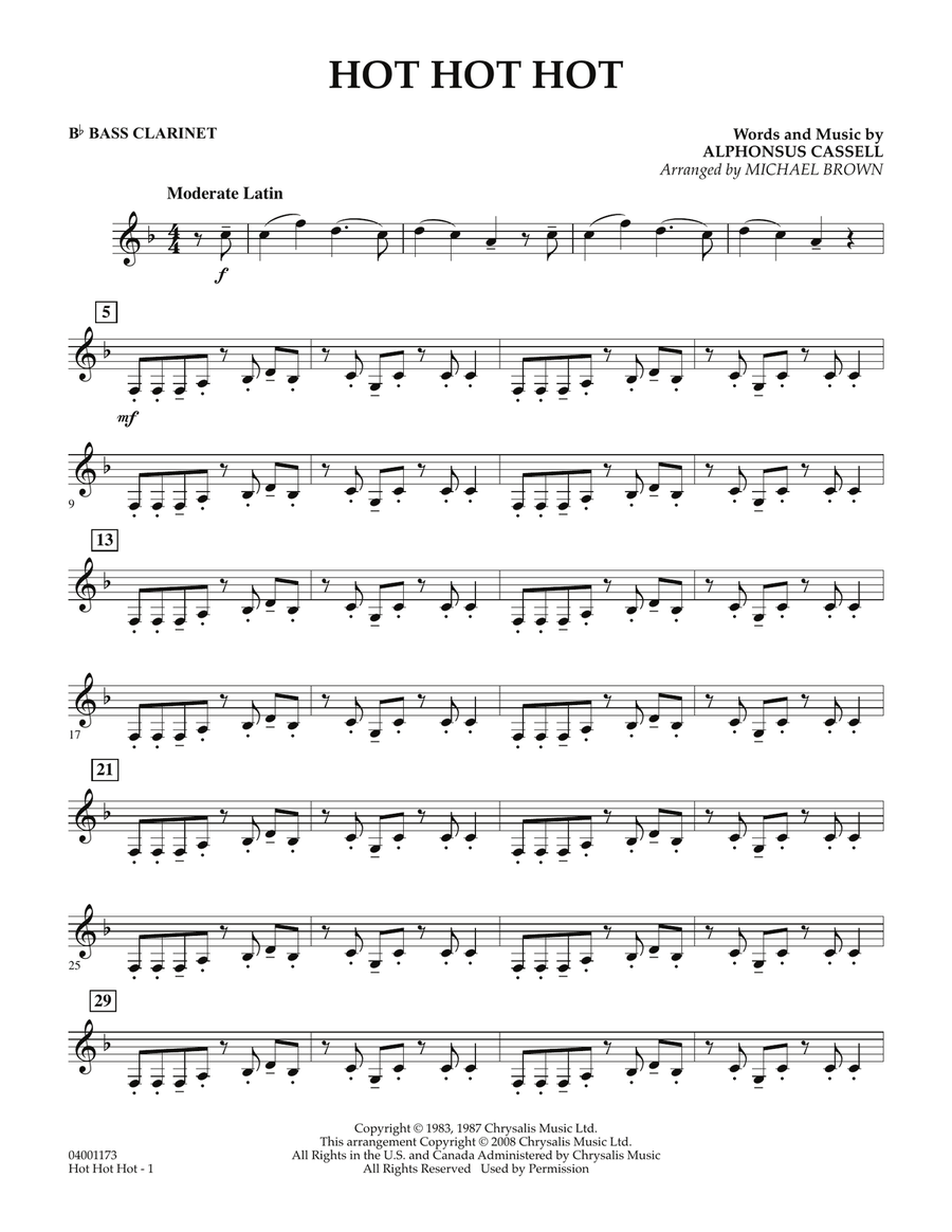 Hot Hot Hot - Bb Bass Clarinet Concert Band scores gallery preview page 1
