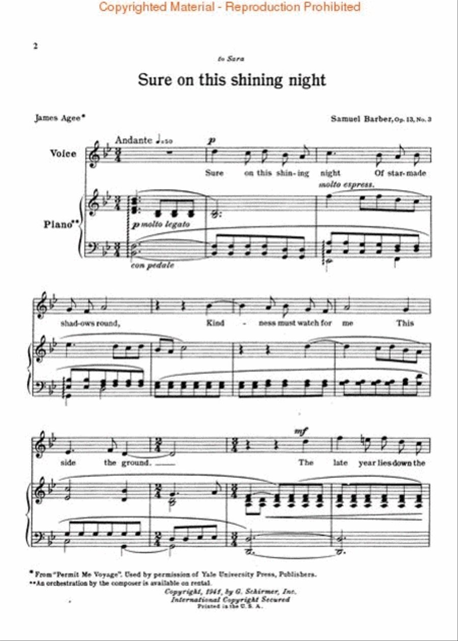 Sure on This Shining Night Voice scores gallery preview page 2