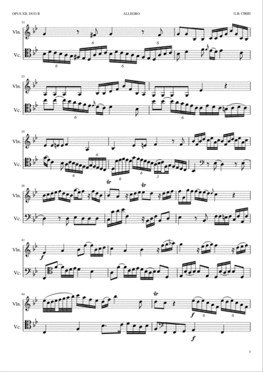 Allegro, DUO II for Violin and Cello. Opus XII Chamber Orchestra scores gallery preview page 3