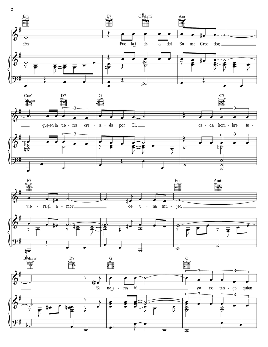 Si No Eres Tu Piano, Vocal, Guitar scores gallery preview page 2