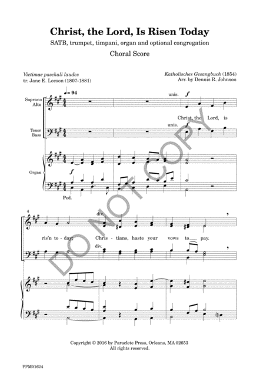 Christ, the Lord, Is Risen Today 4-Part scores gallery preview page 4