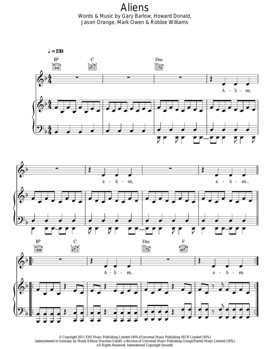 Aliens Aliens Acoustic Guitar scores gallery preview page 1