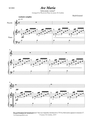 Bach-Gounod: Ave Maria, Schwencke version for Piccolo & Piano