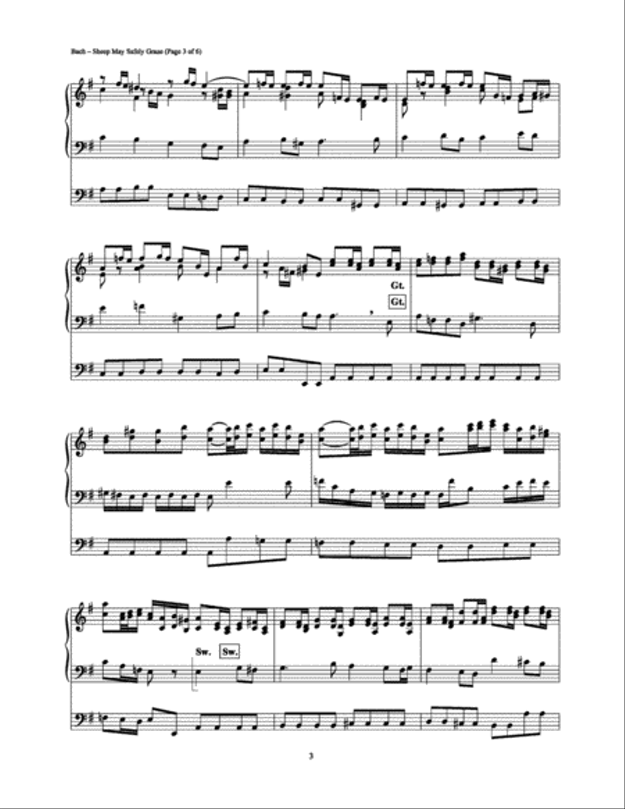 Sheep May Safely Graze, in G Major (from Cantata No. 208) Organ scores gallery preview page 3