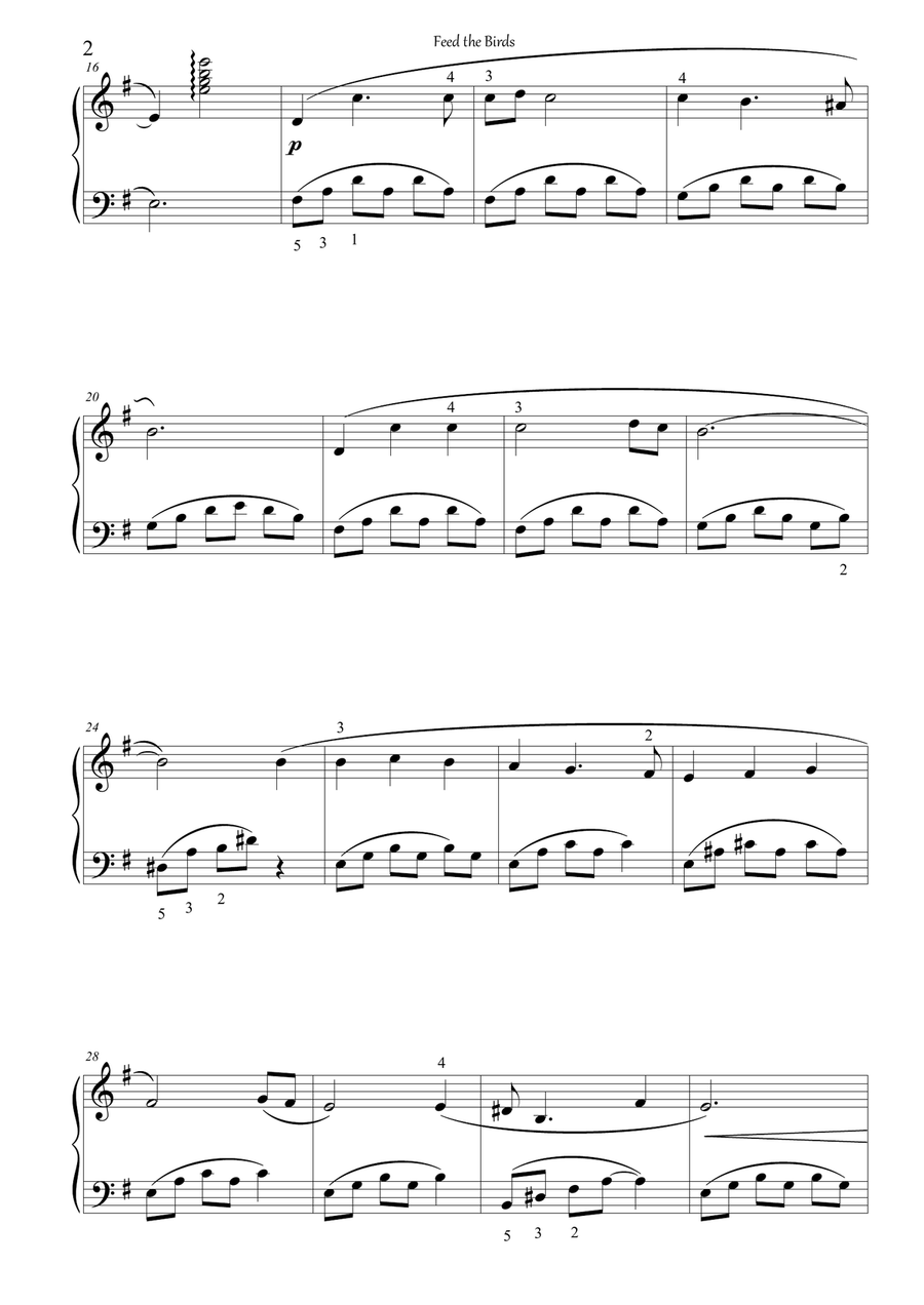 Feed The Birds (tuppence A Bag) Piano Solo scores gallery preview page 3