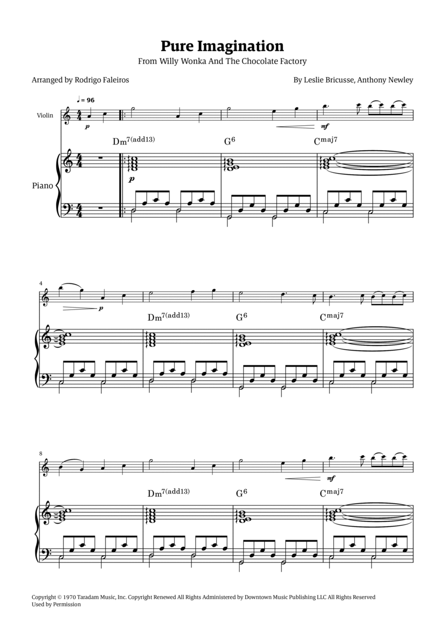 Pure Imagination Violin Solo scores gallery preview page 1