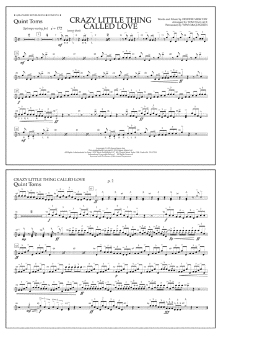 Crazy Little Thing Called Love - Quint-Toms Marching Band scores gallery preview page 1