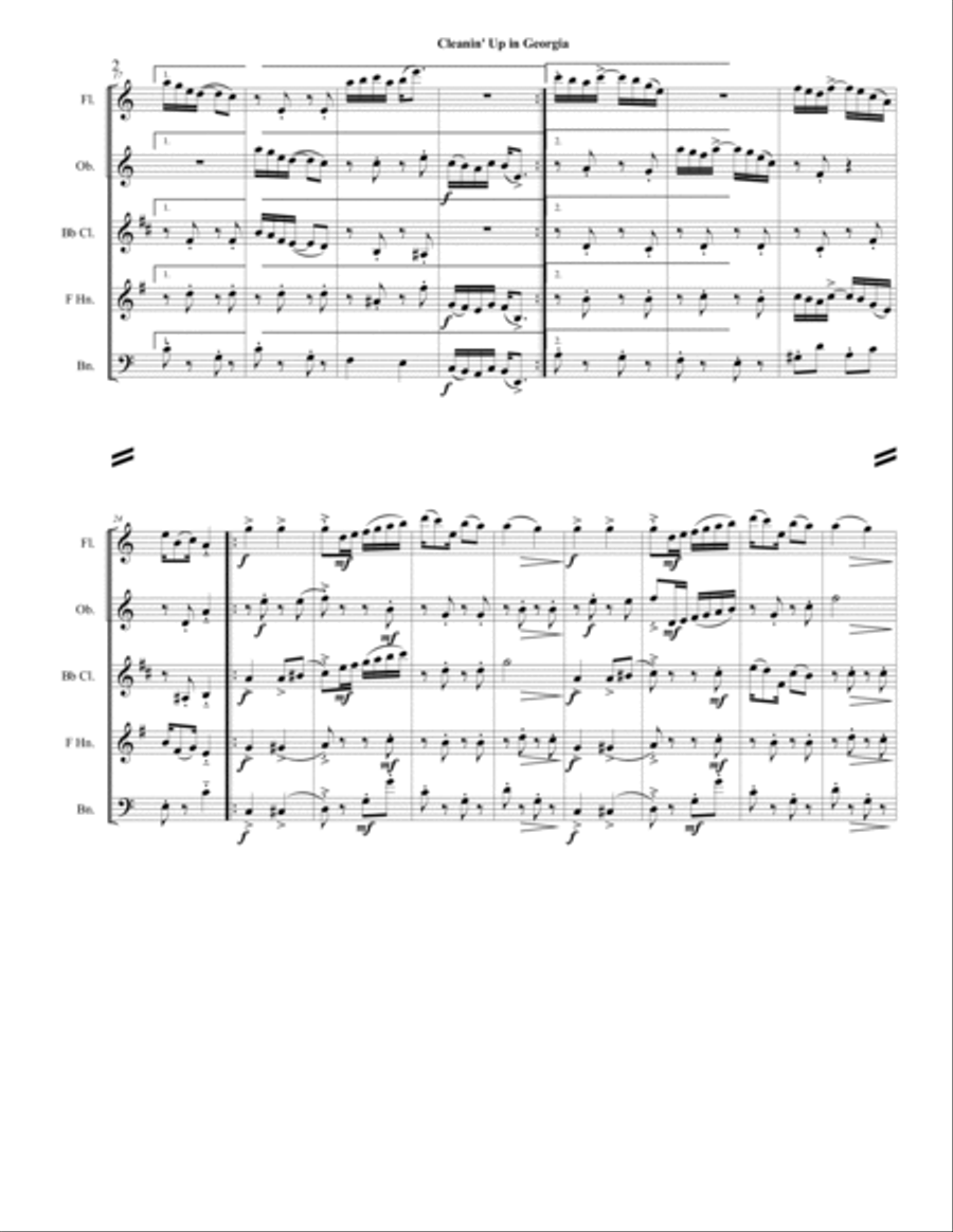 Cleanin' Up in Georgia Woodwind Quintet scores gallery preview page 2