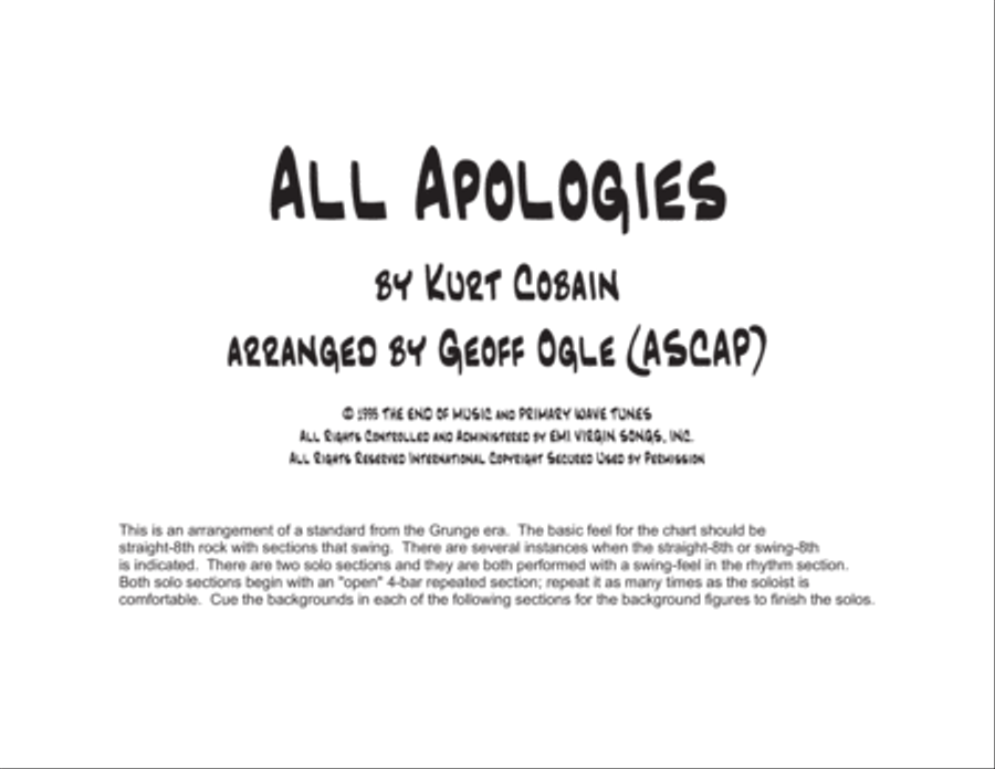 All Apologies All Apologies Jazz Ensemble scores gallery preview page 2
