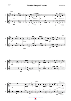 The Old Prague Fanfare (easy brass duet Nb. 1 - Bb/F)