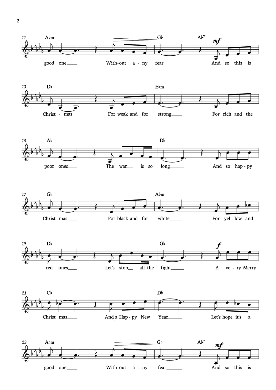 Happy Xmas (war Is Over) Happy Xmas (war Is Over) Acoustic Guitar scores gallery preview page 2