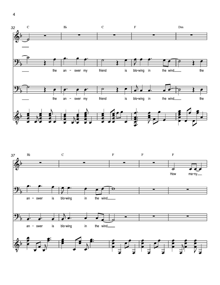 Blowin' in the Wind Acoustic Guitar scores gallery preview page 4