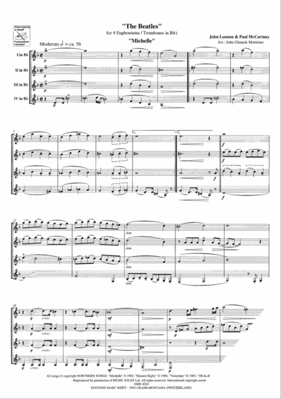 The Beatles The Beatles Euphonium Quartet scores gallery preview page 9