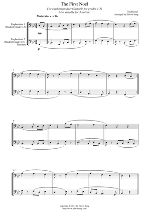 The First Noel (for euphonium(bass clef, 3 or 4 valved) duet, suitable for grades 1-5)