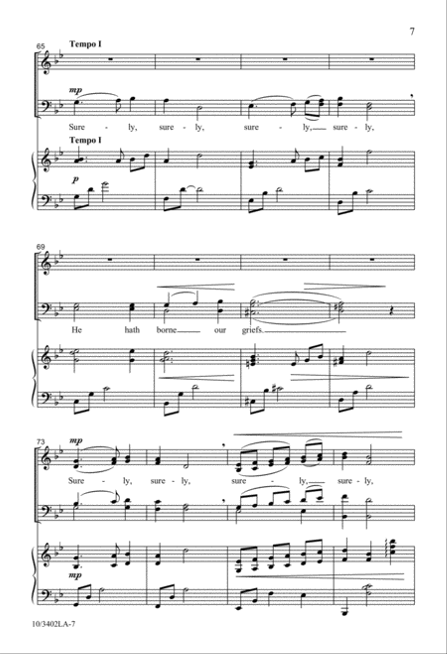 Surely, He Hath Borne Our Griefs 4-Part scores gallery preview page 7