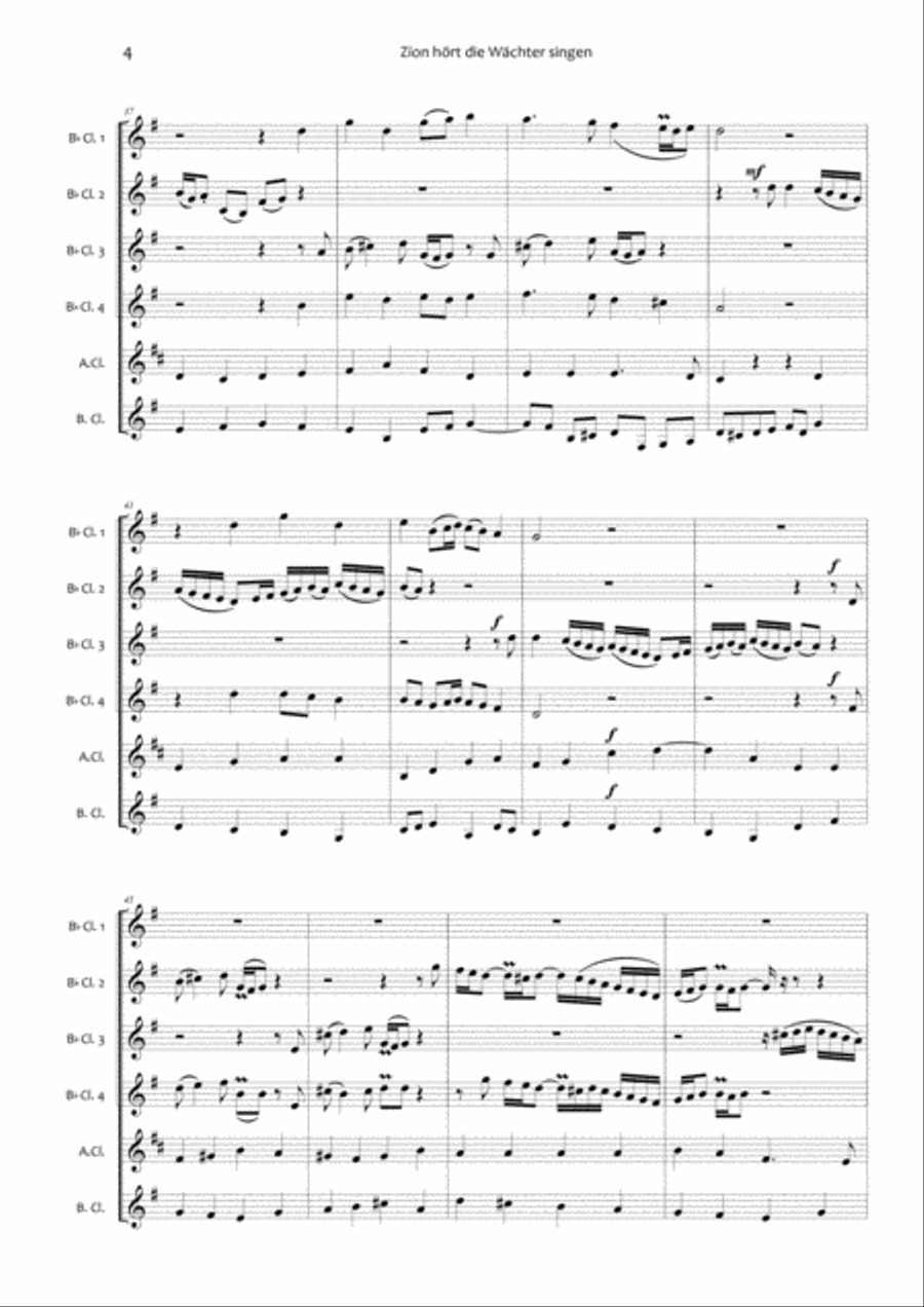 Zion hört die Wächter singen - BWV 140 - Clarinet Choir Chamber Orchestra scores gallery preview page 5