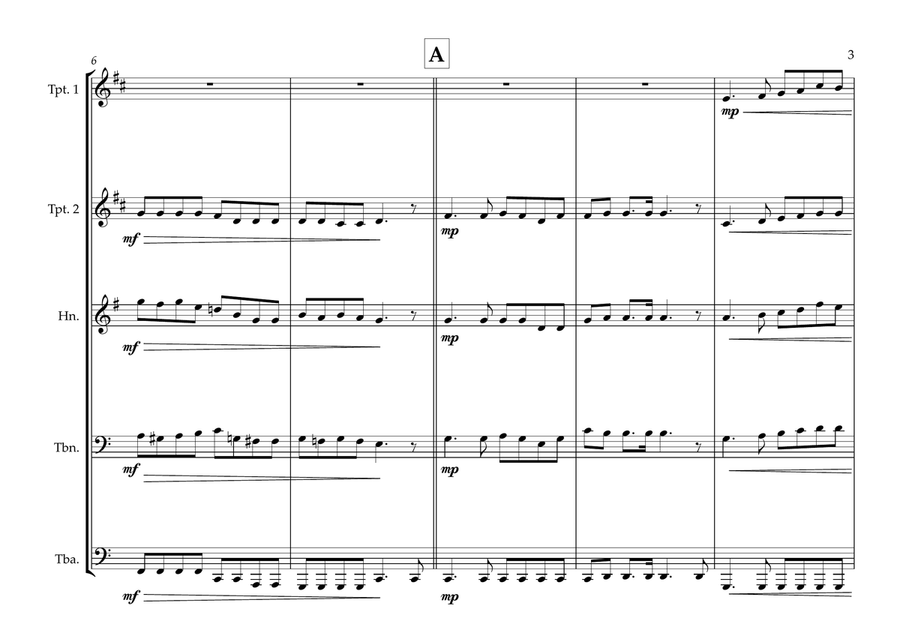 Pitcairn National Song (Come ye Blessed-Pitcairn Anthem-The Royal Telephone) for Brass Quintet Brass Quintet scores gallery preview page 3
