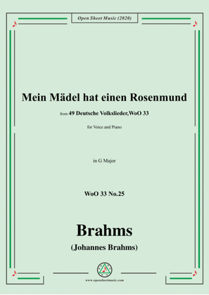 Brahms-Mein Mädel hat einen Rosenmund,WoO 33 No.25,in G Major,for V&Pno
