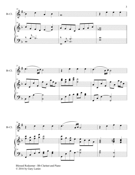 BLESSED REDEEMER(Duet – Bb Clarinet & Piano with Score/Part) image number null