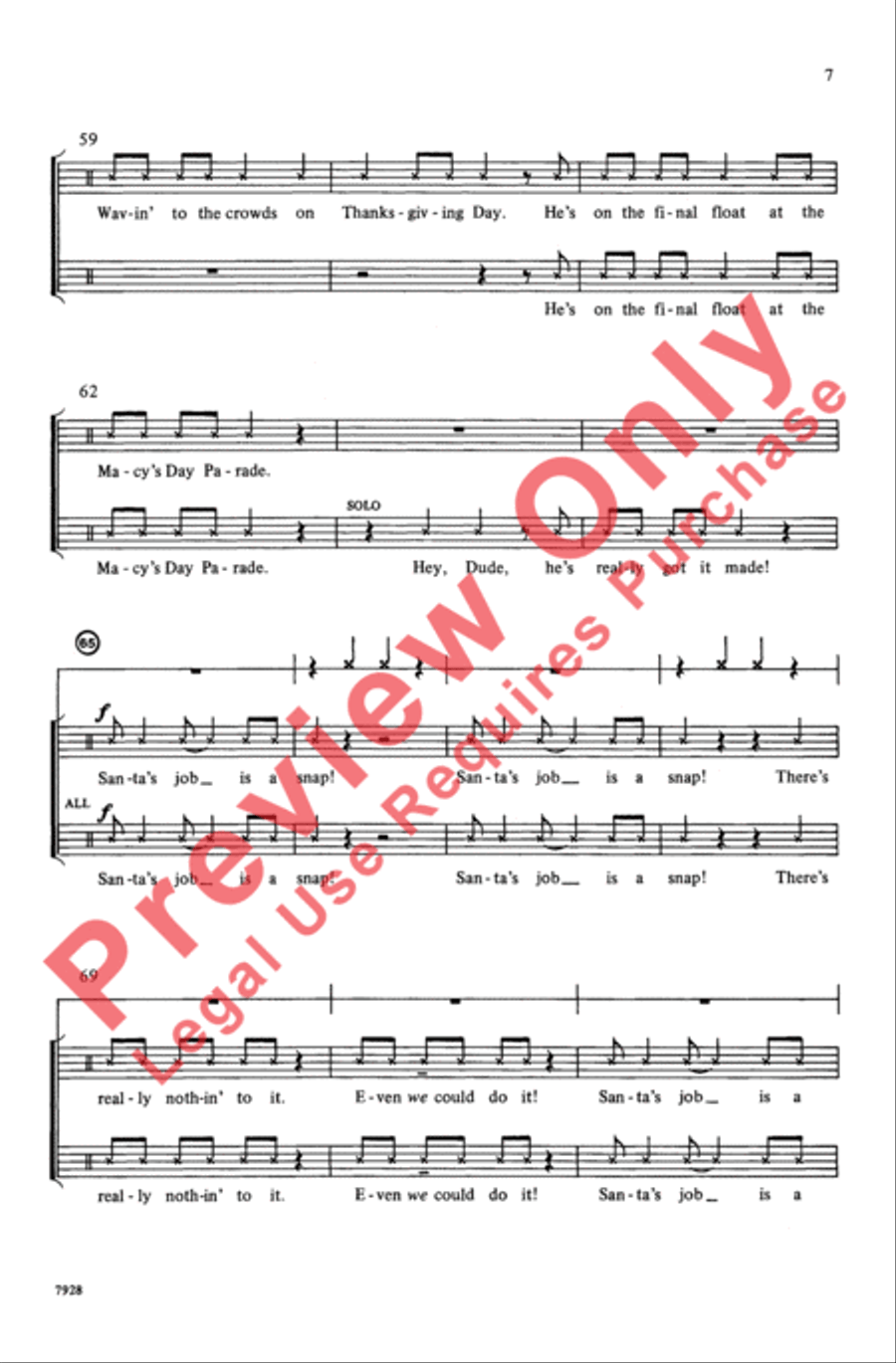 Santa's Job Is a Snap! (The Elves' Rap) 2-Part scores gallery preview page 7