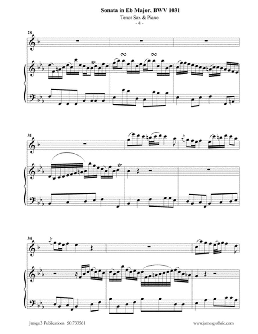 BACH: Sonata in Eb BWV 1031 for Tenor Sax & Piano image number null