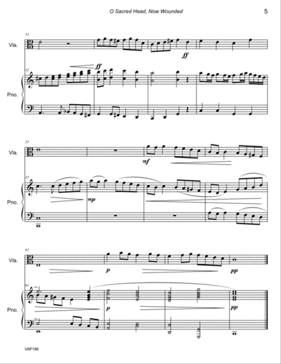 O SACRED HEAD NOW WOUNDED - VIOLA Solo with Piano Accompaniment Piano scores gallery preview page 5