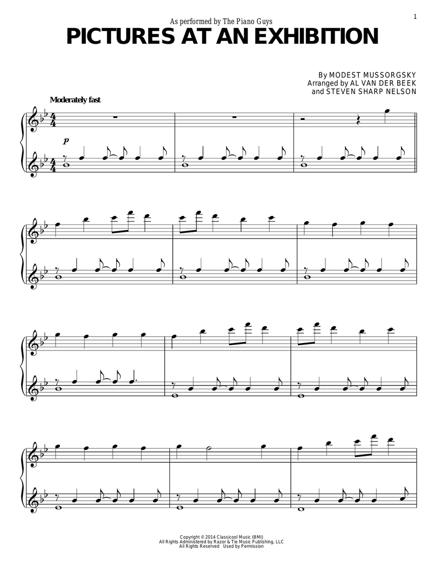 Pictures At An Exhibition Piano Solo scores gallery preview page 1