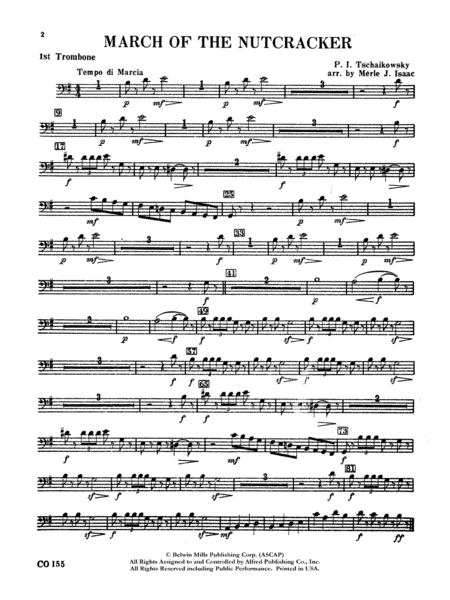 Nutcracker Ballet, Set II ("March of the Nutcracker" and "Trepak"): 1st Trombone