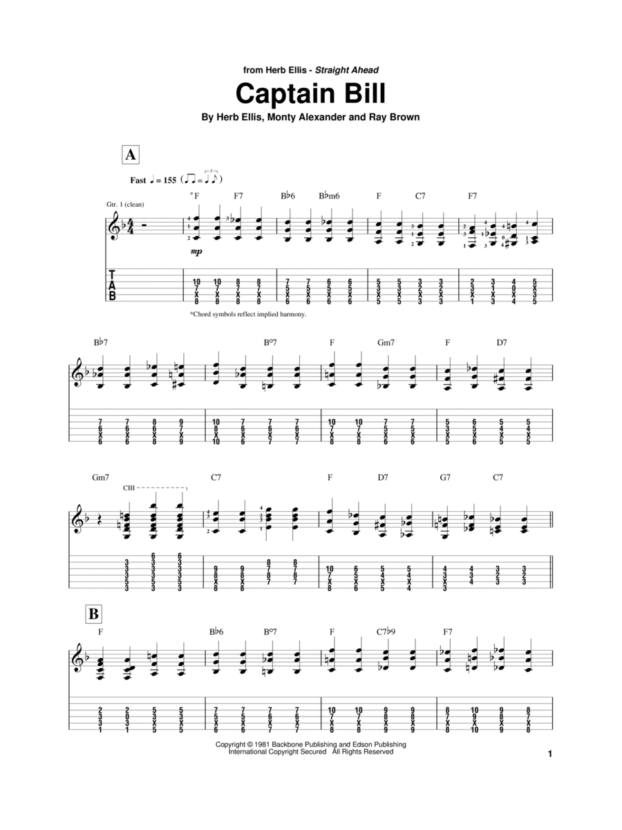 Captain Bill Electric Guitar scores gallery preview page 1