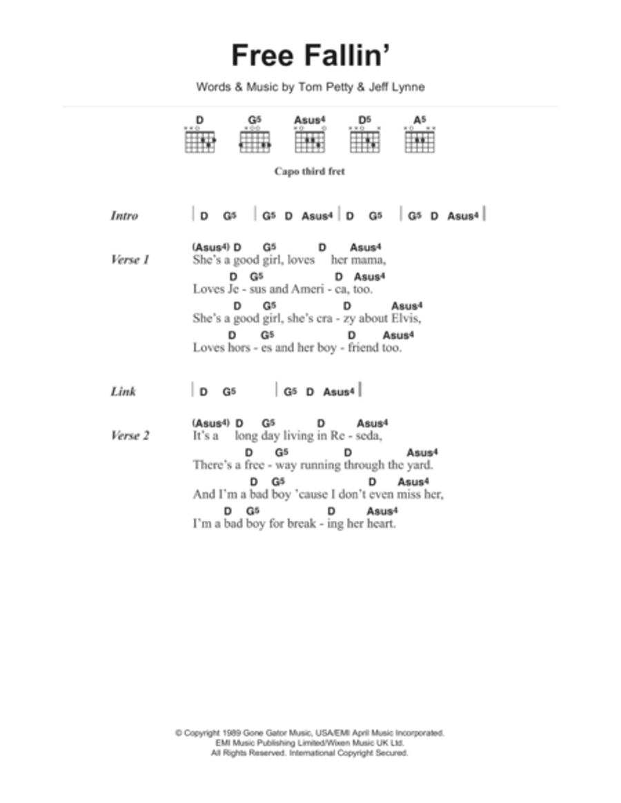 Free Fallin' Acoustic Guitar scores gallery preview page 1