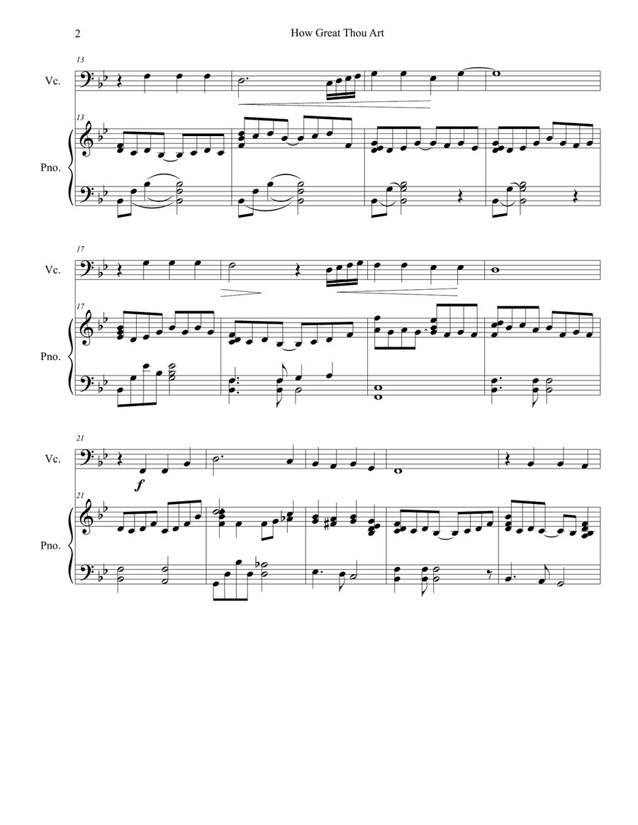 How Great Thou Art - for Cello and Piano Piano Accompaniment scores gallery preview page 2