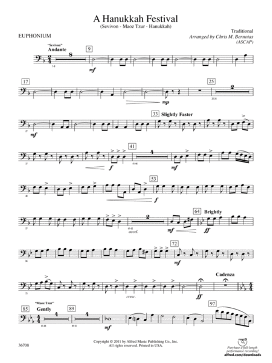 A Hanukkah Festival: Baritone B.C. Concert Band scores gallery preview page 1