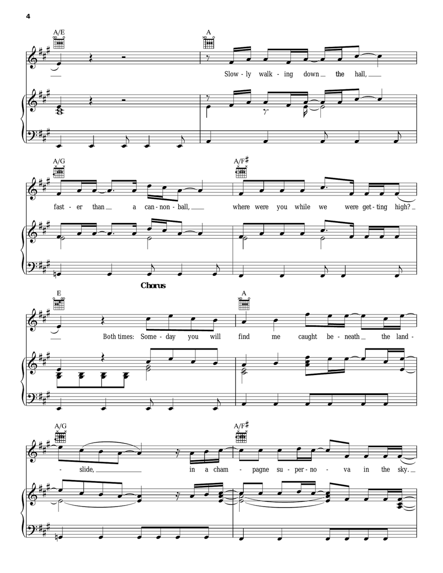 Champagne Supernova Champagne Supernova Piano, Vocal, Guitar scores gallery preview page 4