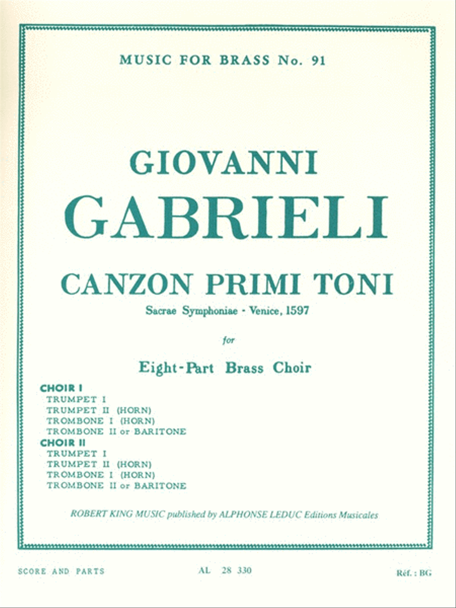 Canzon Primi Toni, Sacred Symphony, For Eight-part Brass Choir Sacred scores gallery preview page 1