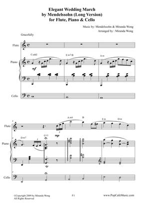 Elegant Wedding March (Long Version) for Flute, Piano & Cello