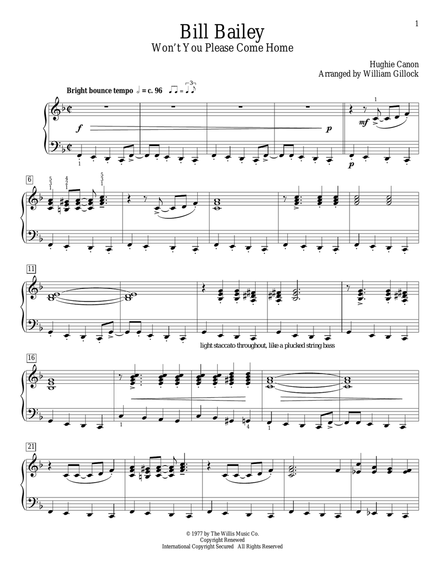 Bill Bailey Bill Bailey Piano Method scores gallery preview page 1