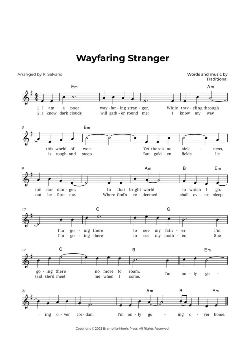 Wayfaring Stranger (Key of E Minor) image number null