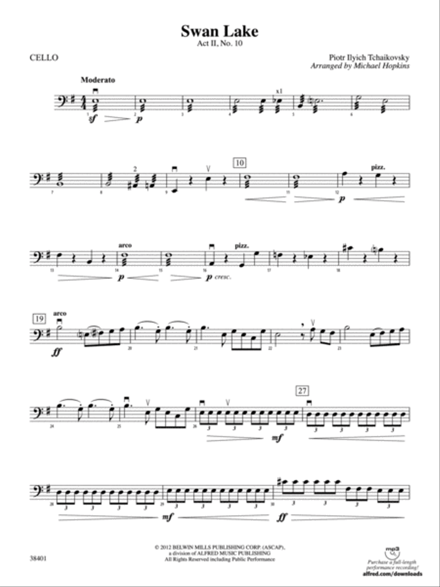 Swan Lake: Cello String Orchestra scores gallery preview page 1
