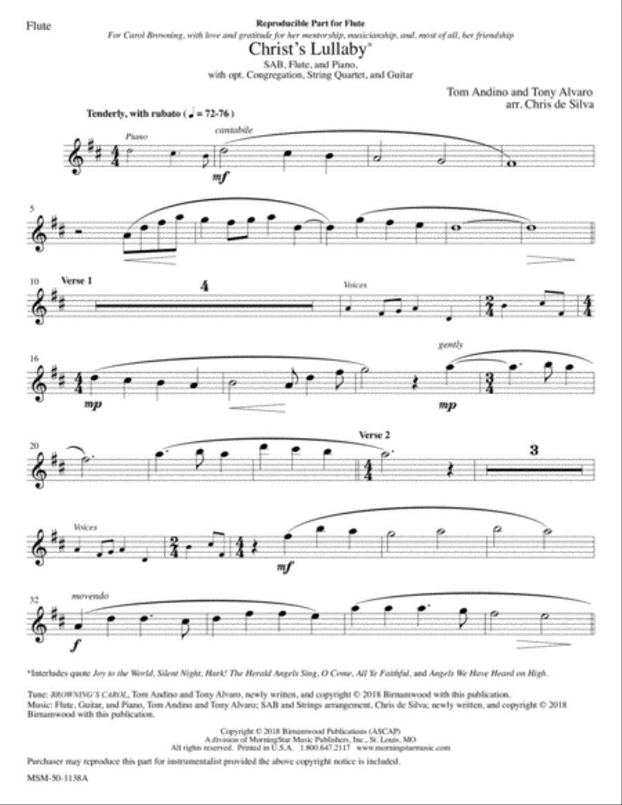 Christ's Lullaby (Downloadable Flute Part) Choir scores gallery preview page 1