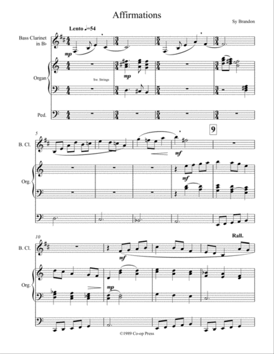 Affirmations for Bass Clarinet and Organ Woodwind Duet scores gallery preview page 1