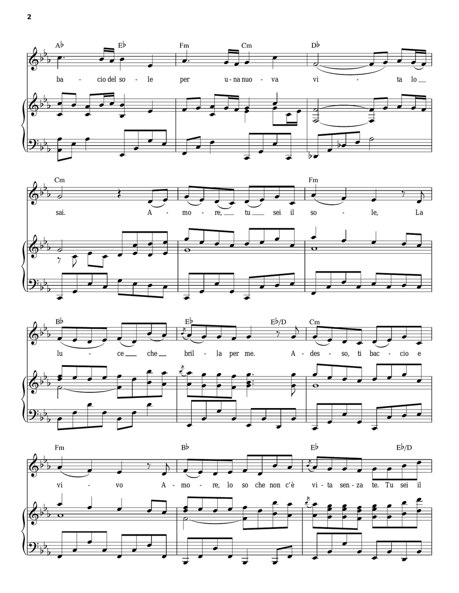 Amare Di Nuovo Amare Di Nuovo Piano, Vocal, Guitar scores gallery preview page 2