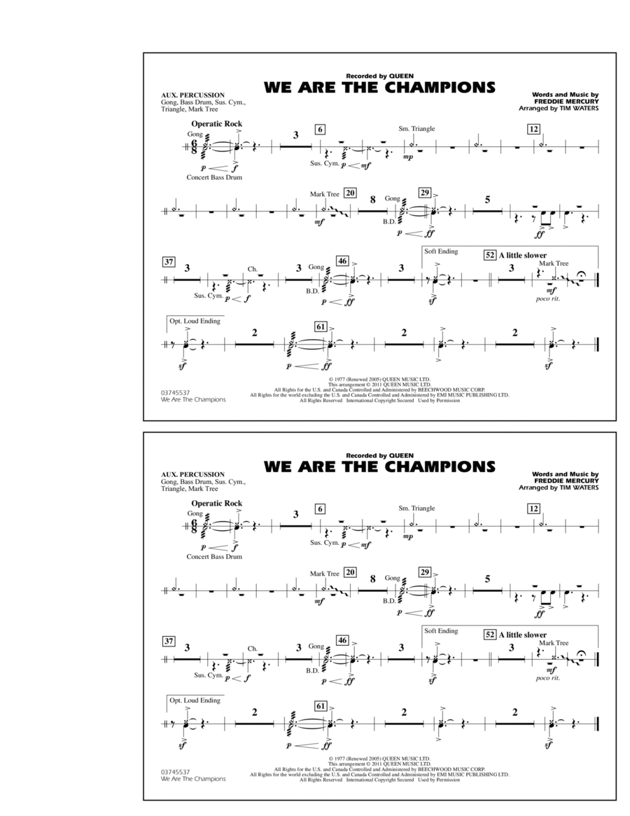 We Are The Champions - Aux Percussion