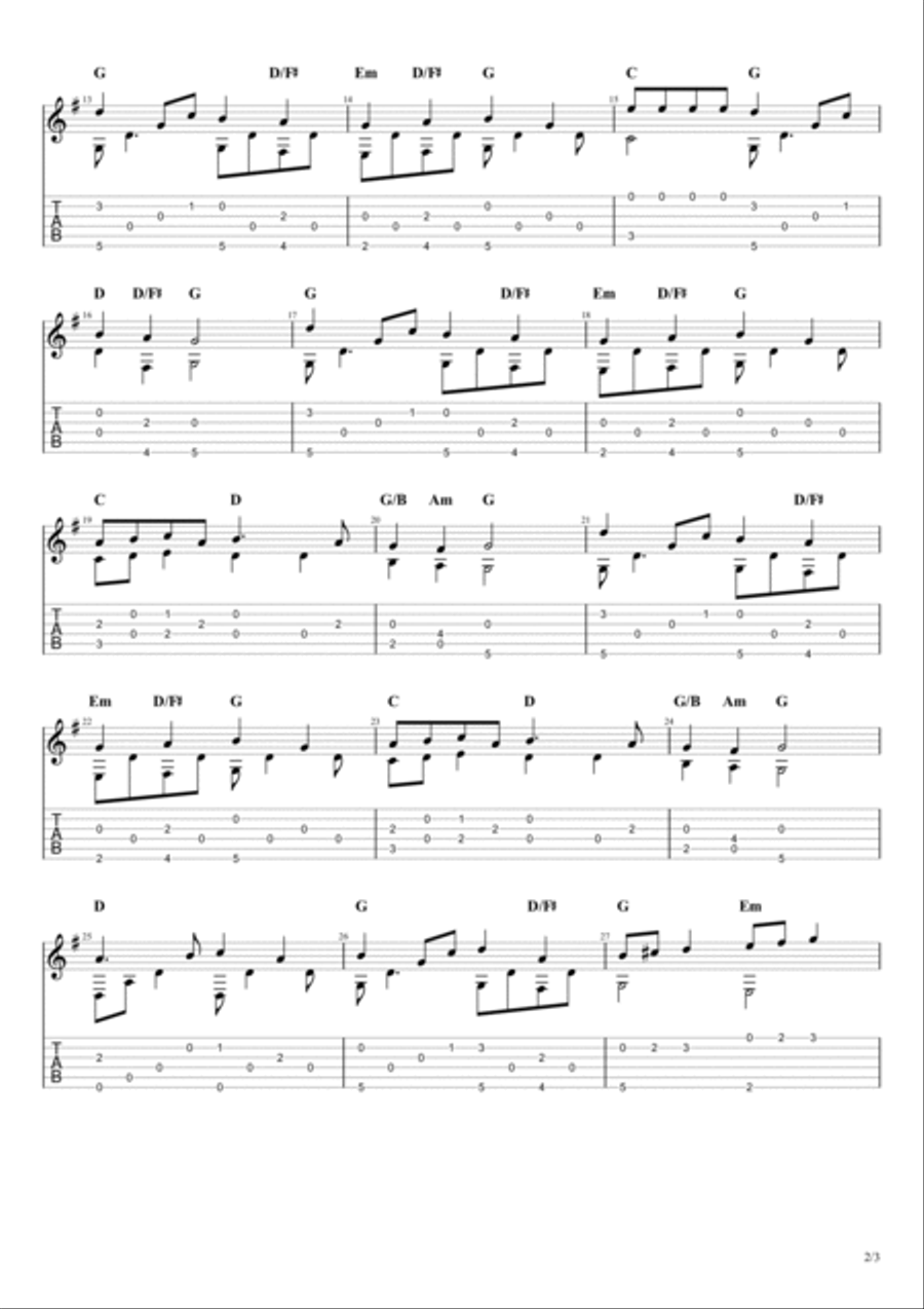 Deck the Halls Guitar Tablature scores gallery preview page 2