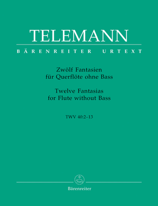 Book cover for Twelve Fantasias for Flute without Bass TWV 40:2-13