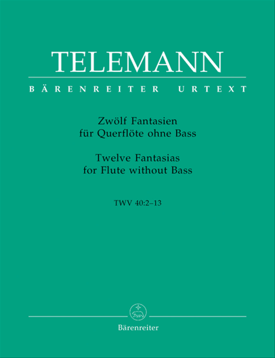 Book cover for Twelve Fantasias for Flute without Bass TWV 40:2-13